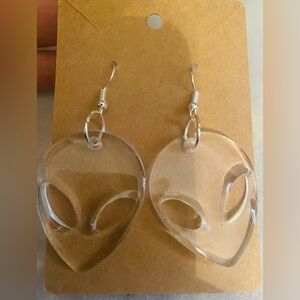 Hand Crafted Clear Alien Earrings